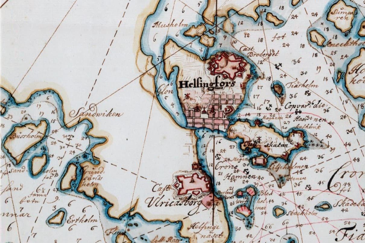 Kartta Helsingistä vuodelta 1749.