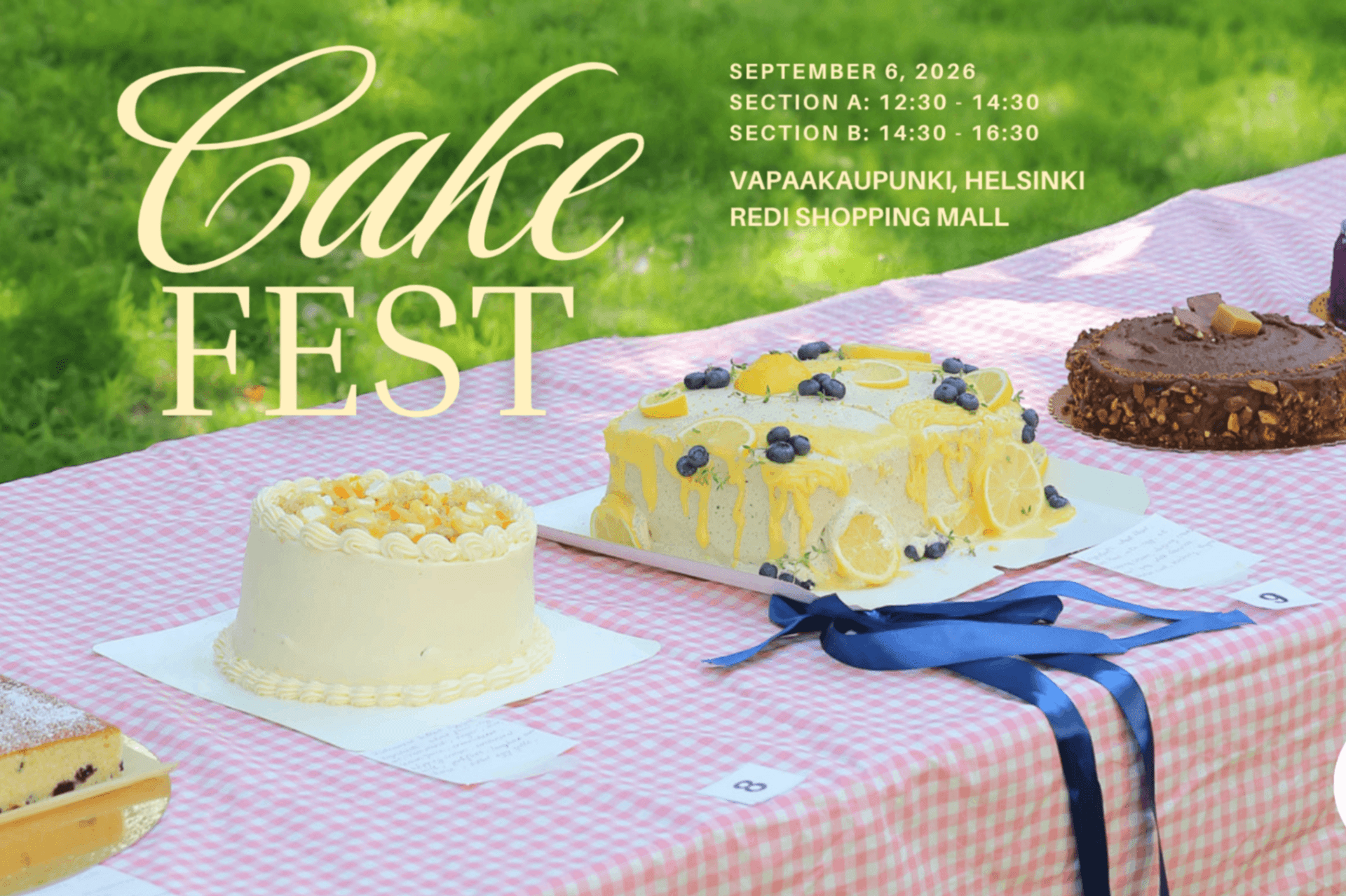 A table with variety of cakes