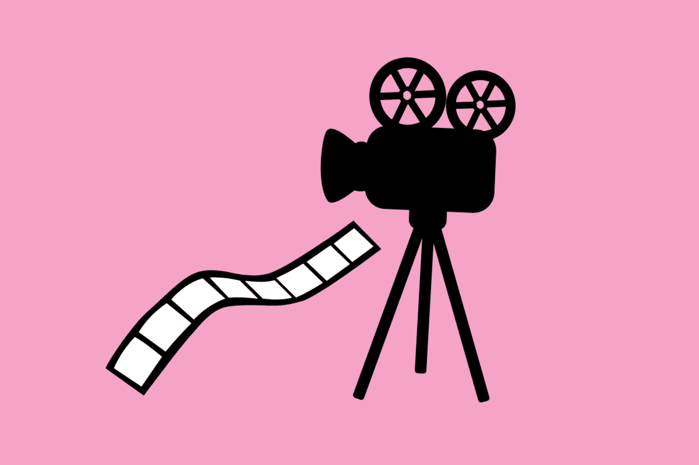 Filmikamera vaaleanpunaisella pohjalla