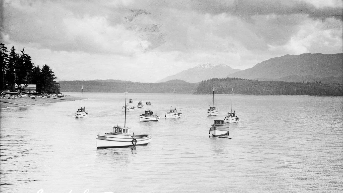 Kalastusveneitä Sointulassa Kanadassa 1930-luvulla.