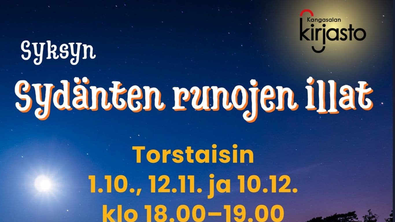 Sydäntenrunojen illat juliste - päivämäärä ja öinen tausta