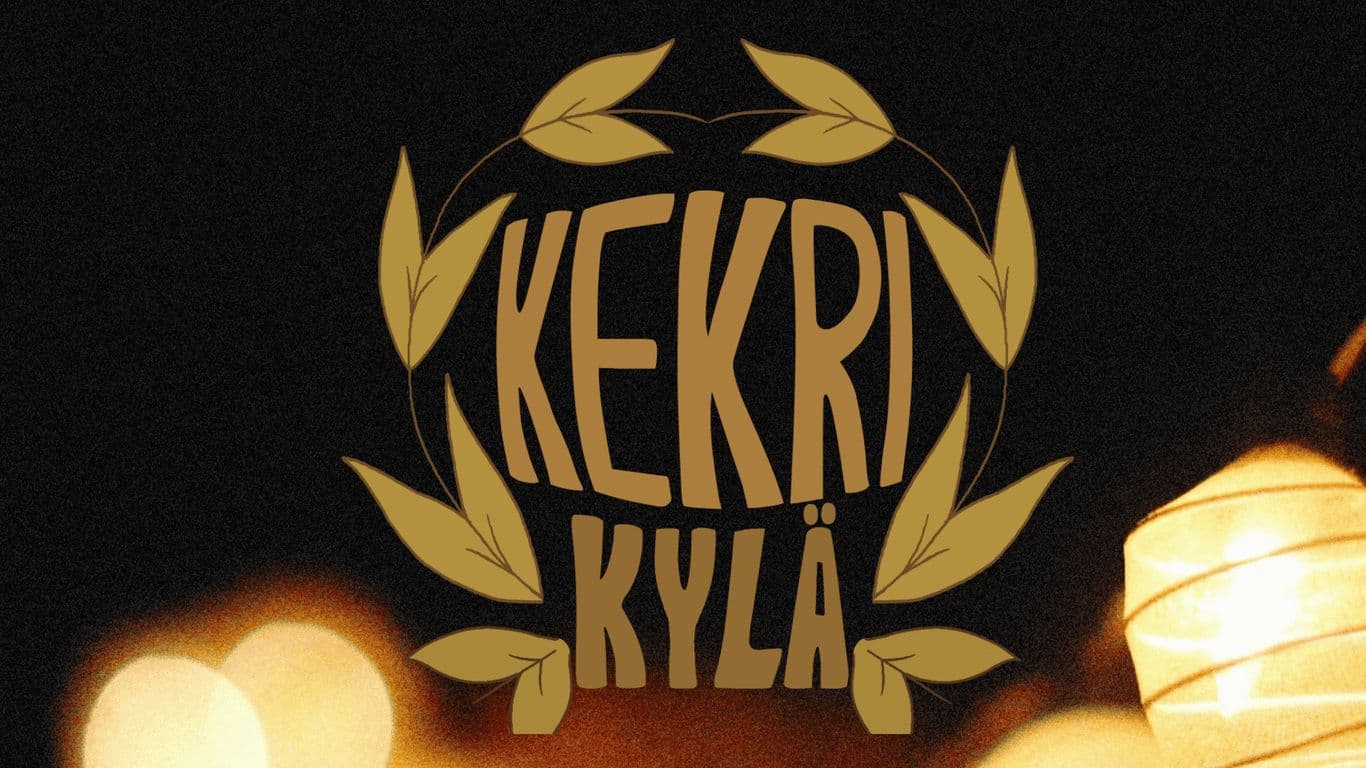 Kekrikylän logo, jossa teksti ja ympärillä lehväseppele.