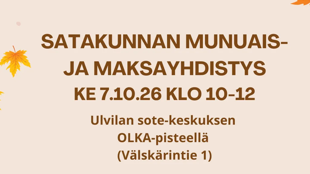 Satakunnan munuais- ja maksayhdistys Ulvilan OLKA-pisteellä