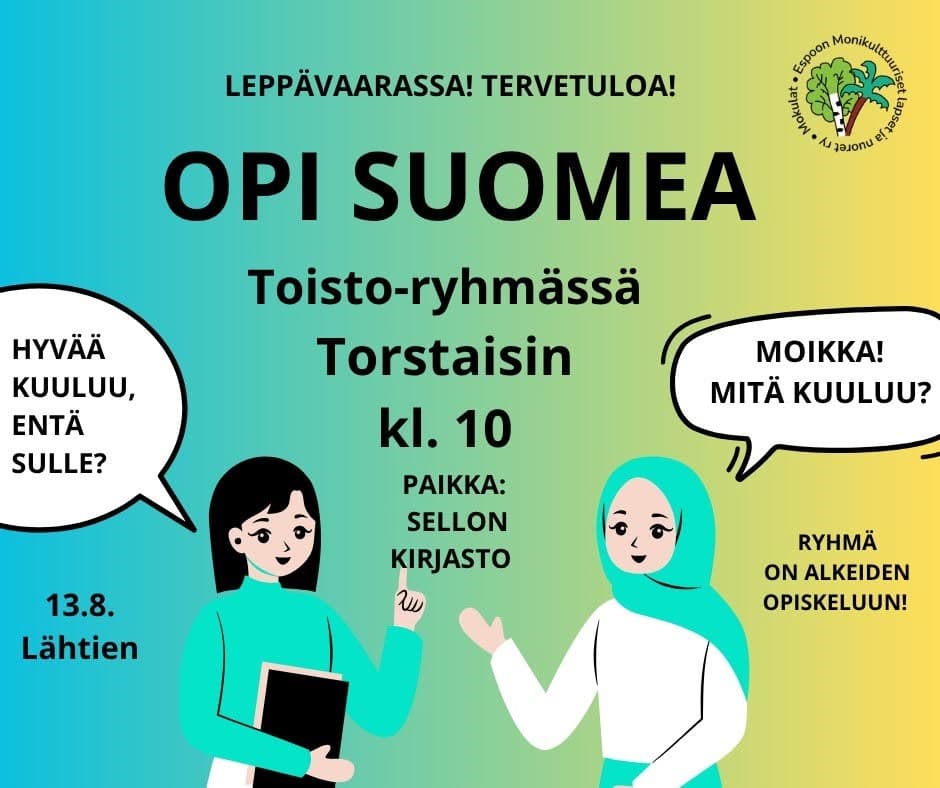 Kaksi piirroshahmoa puhuu suomea
