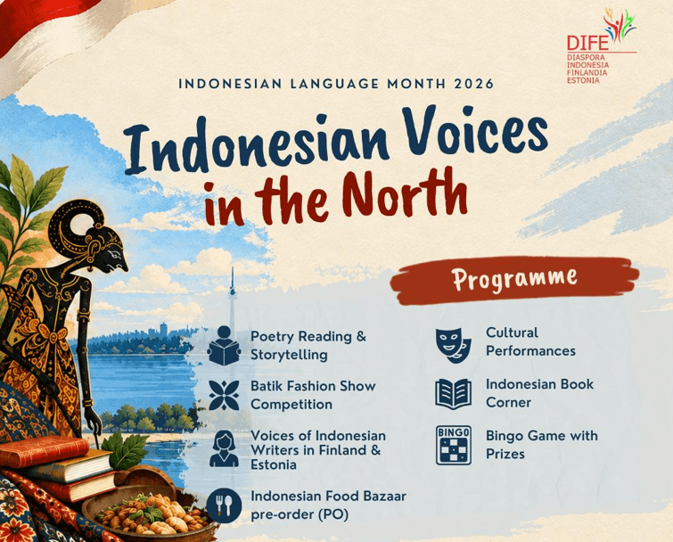 Kuvassa lukee englanniksi Indonesian Voices in the North